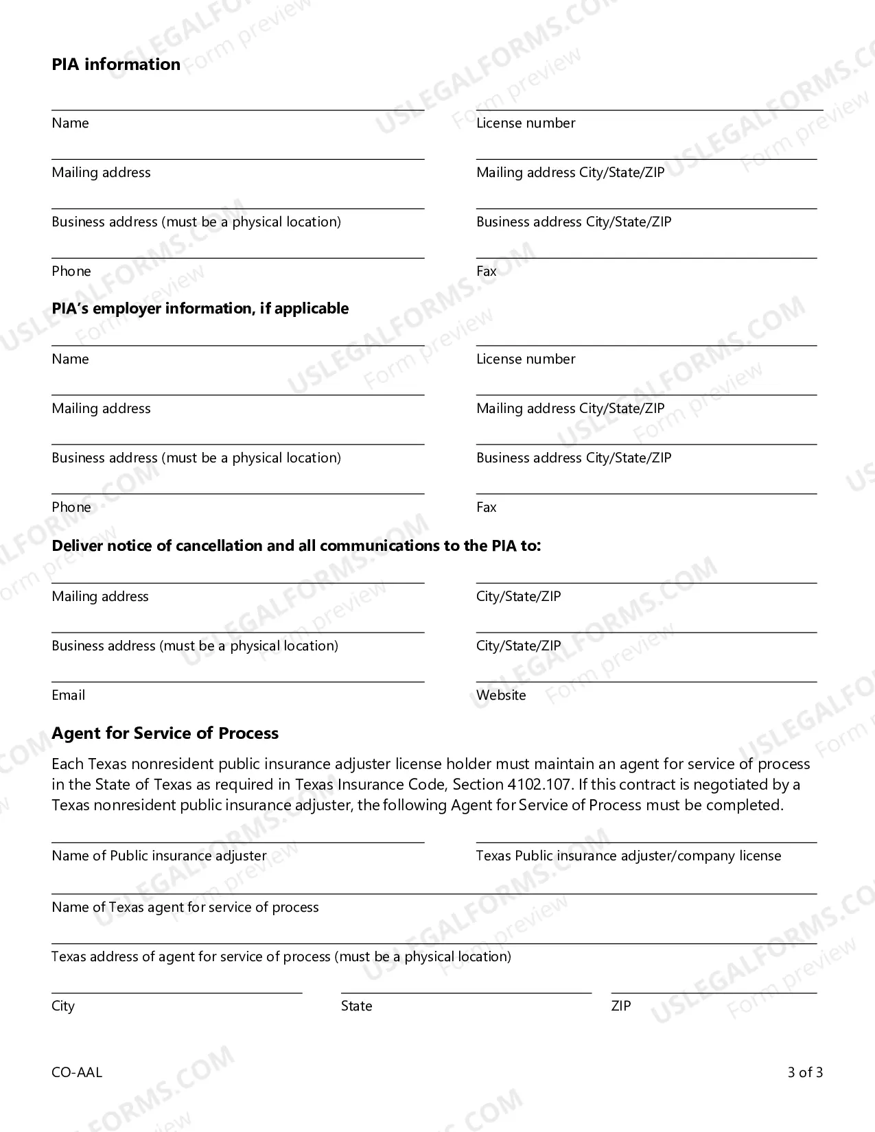 Preview Public Insurance Adjuster Contract