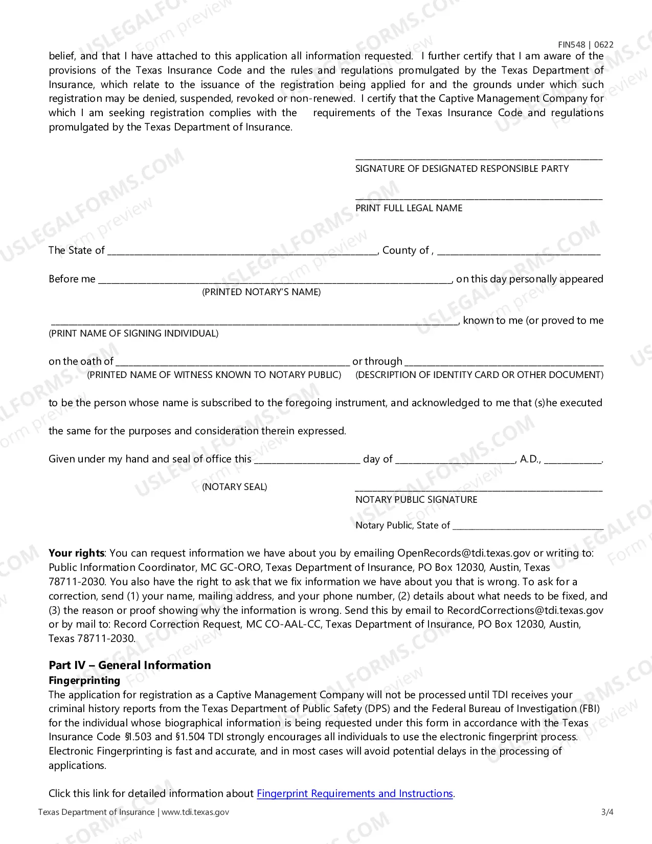 Preview Captive Management Company Biographical Certificate Form