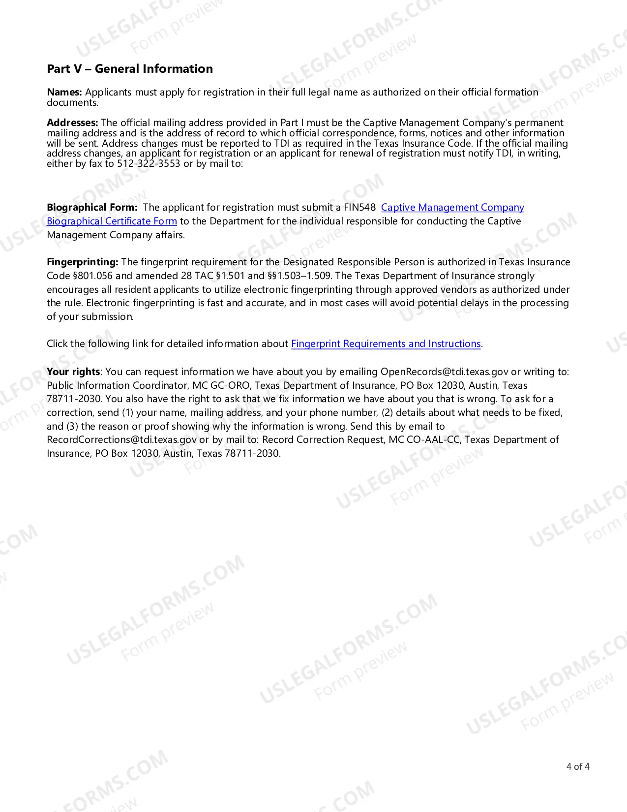 Preview Captive Management Company Registration Form