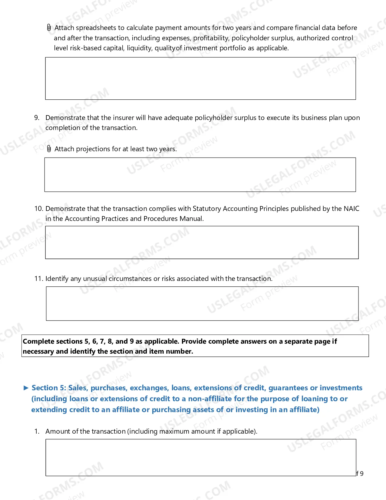 Preview Form D Application Prior Notice of Transaction