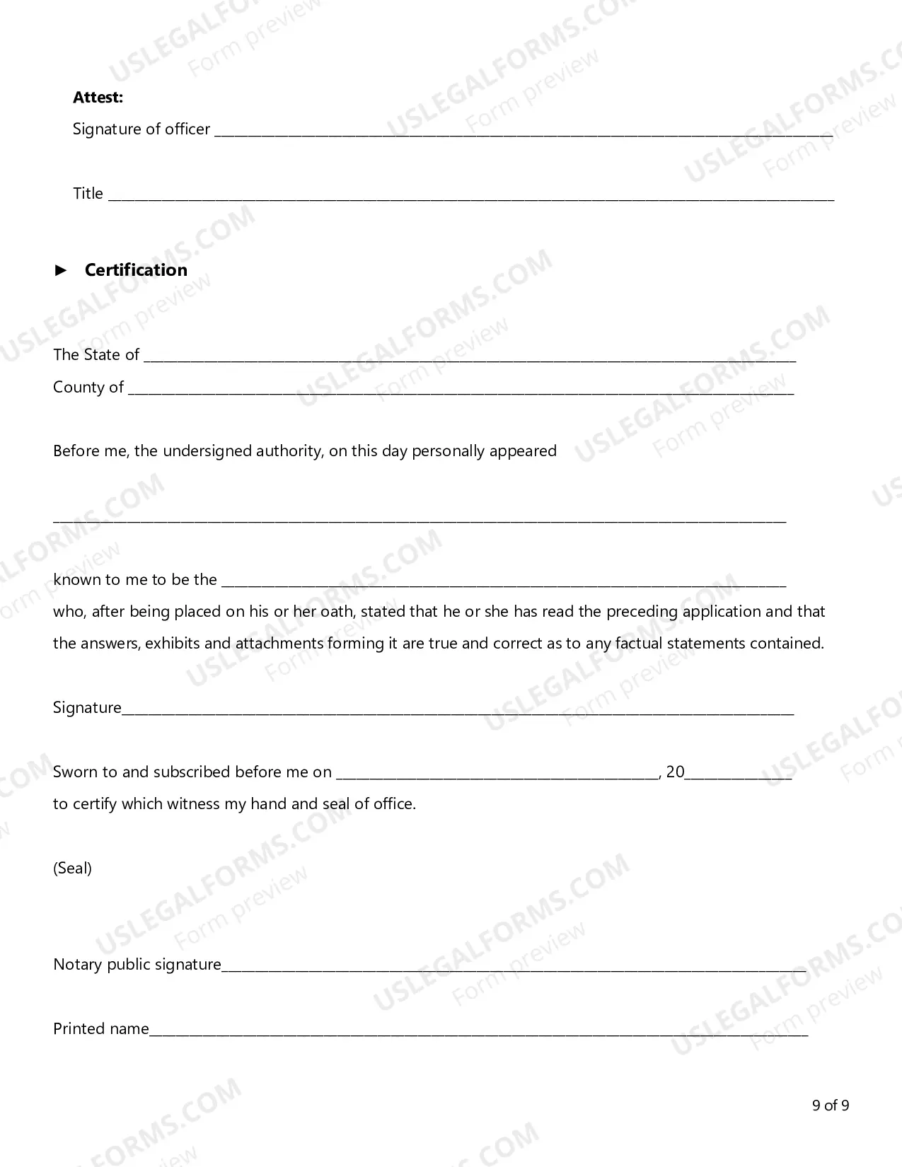 Preview Form D Application Prior Notice of Transaction