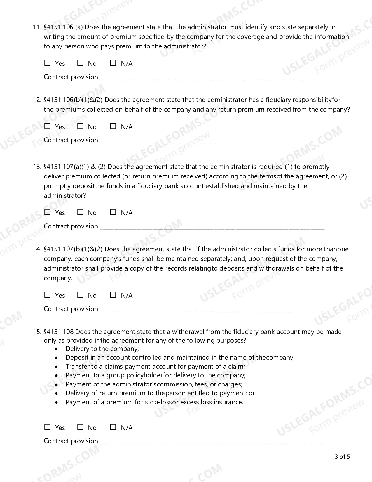 Preview TPA Contract Review Checklist