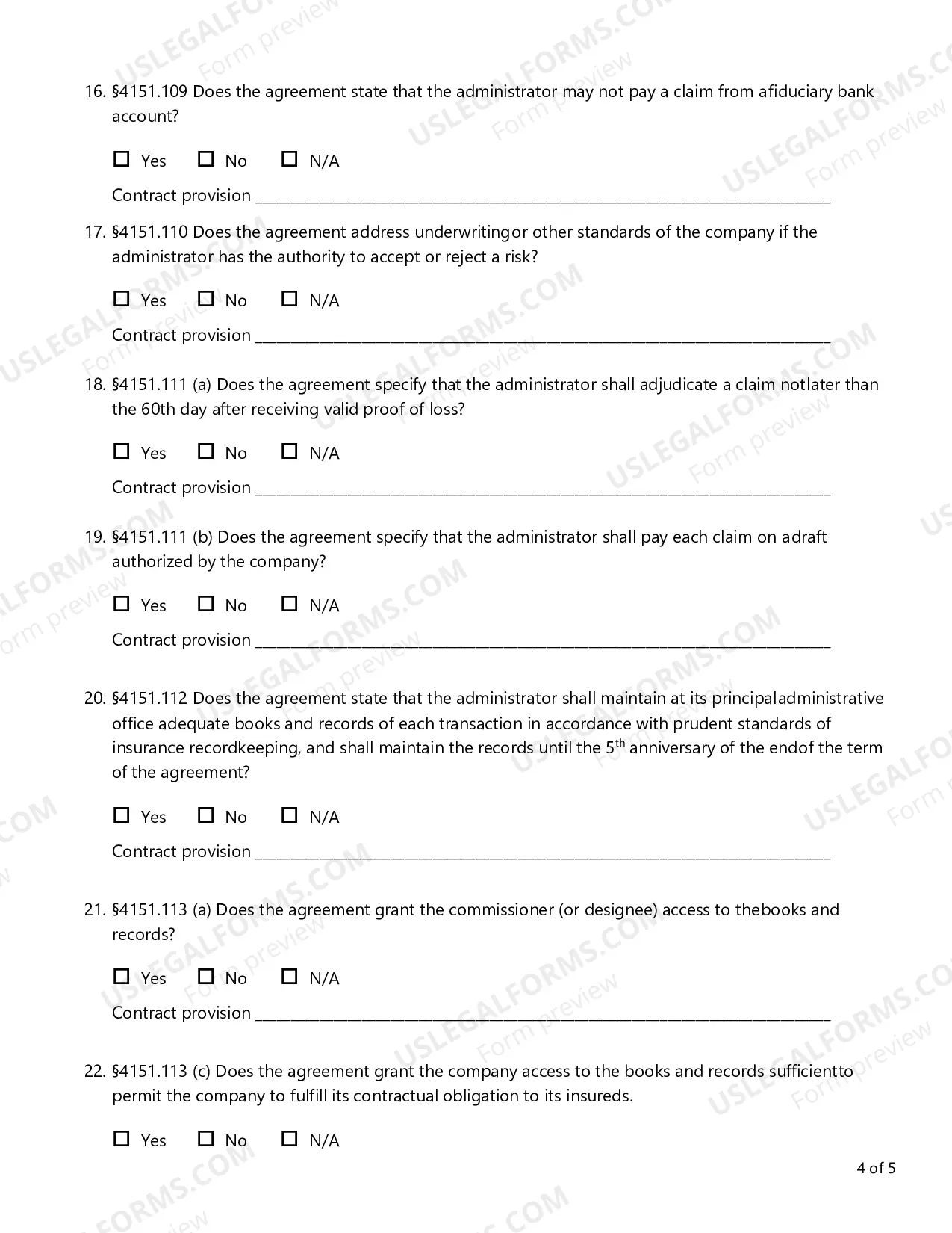 Preview TPA Contract Review Checklist