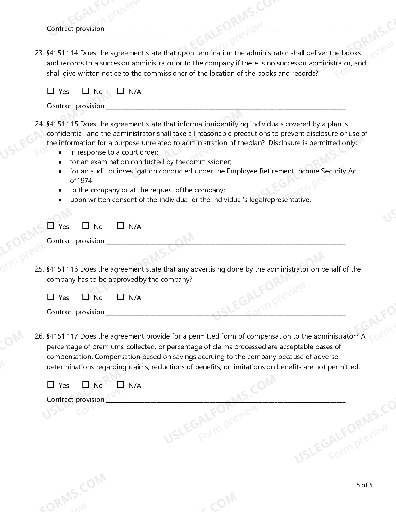 Preview TPA Contract Review Checklist