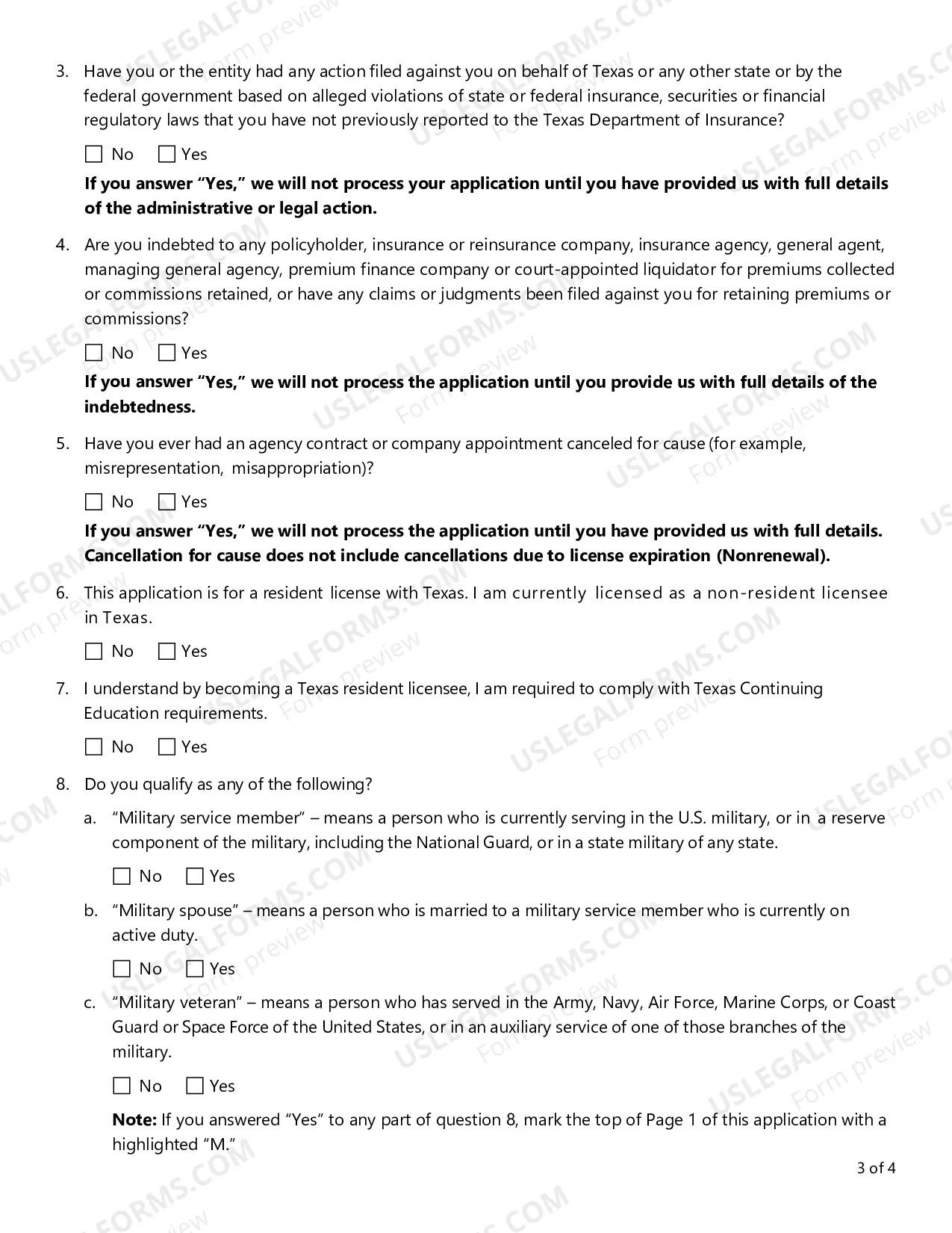 Preview Application for Residency Change to Texas