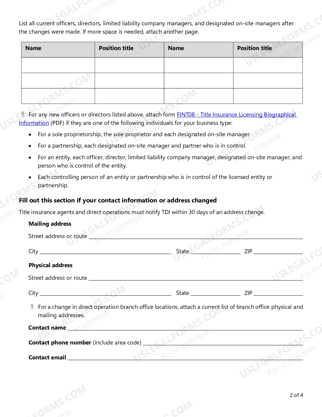 Preview Title Agency Update Form