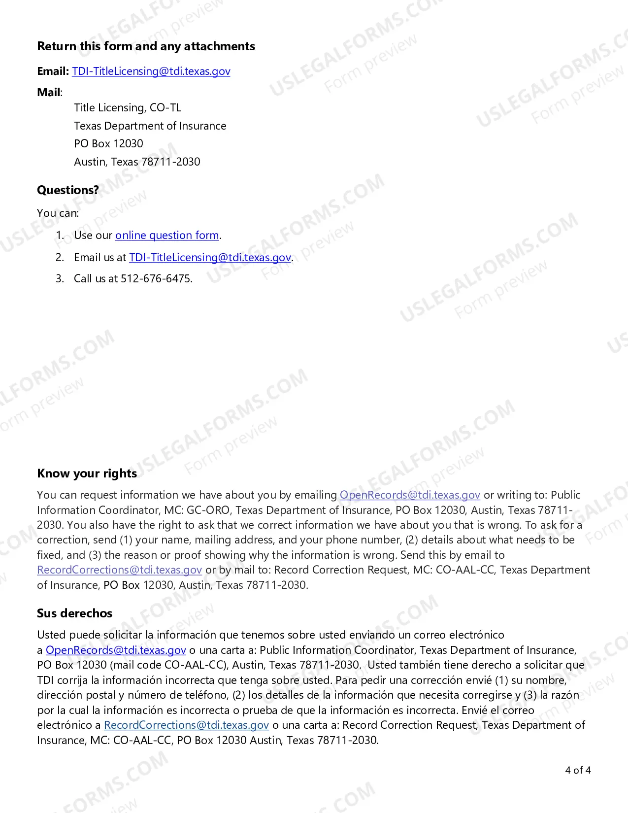 Preview Title Agency Update Form