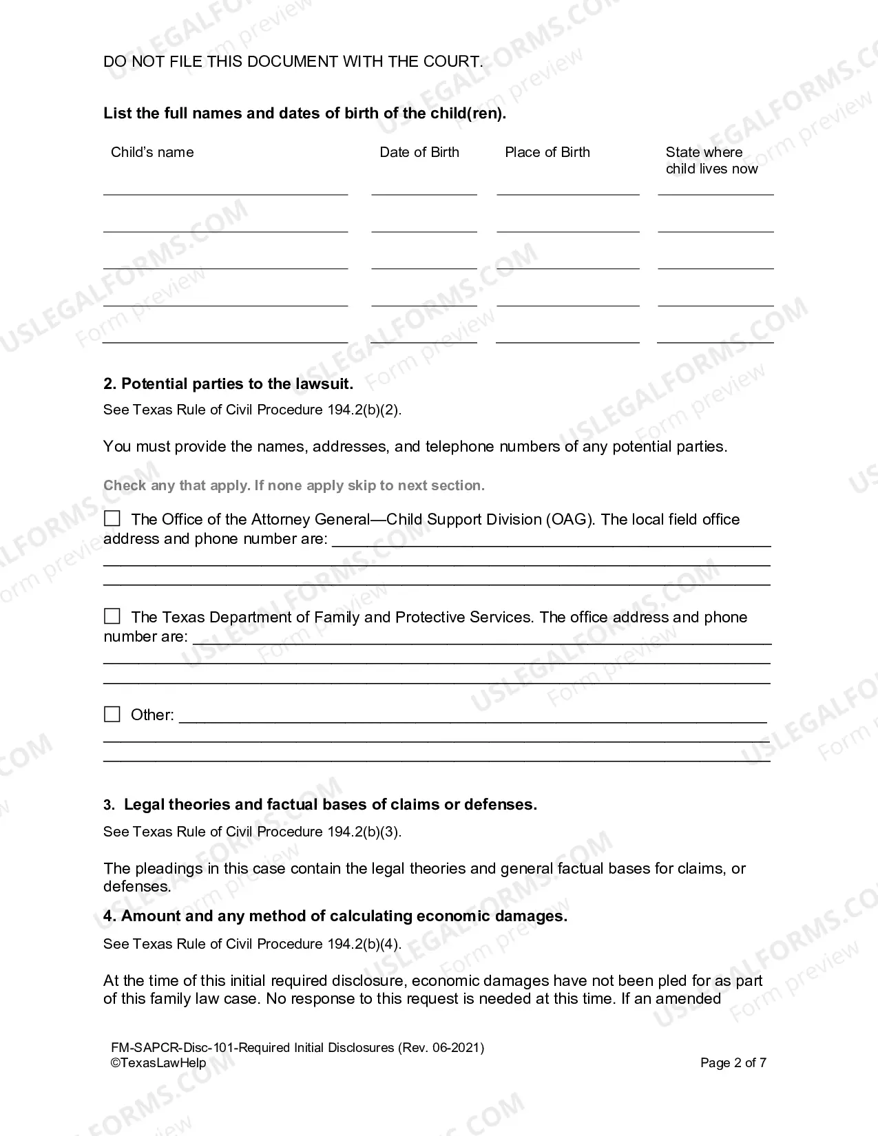 Preview Required Initial Disclosures