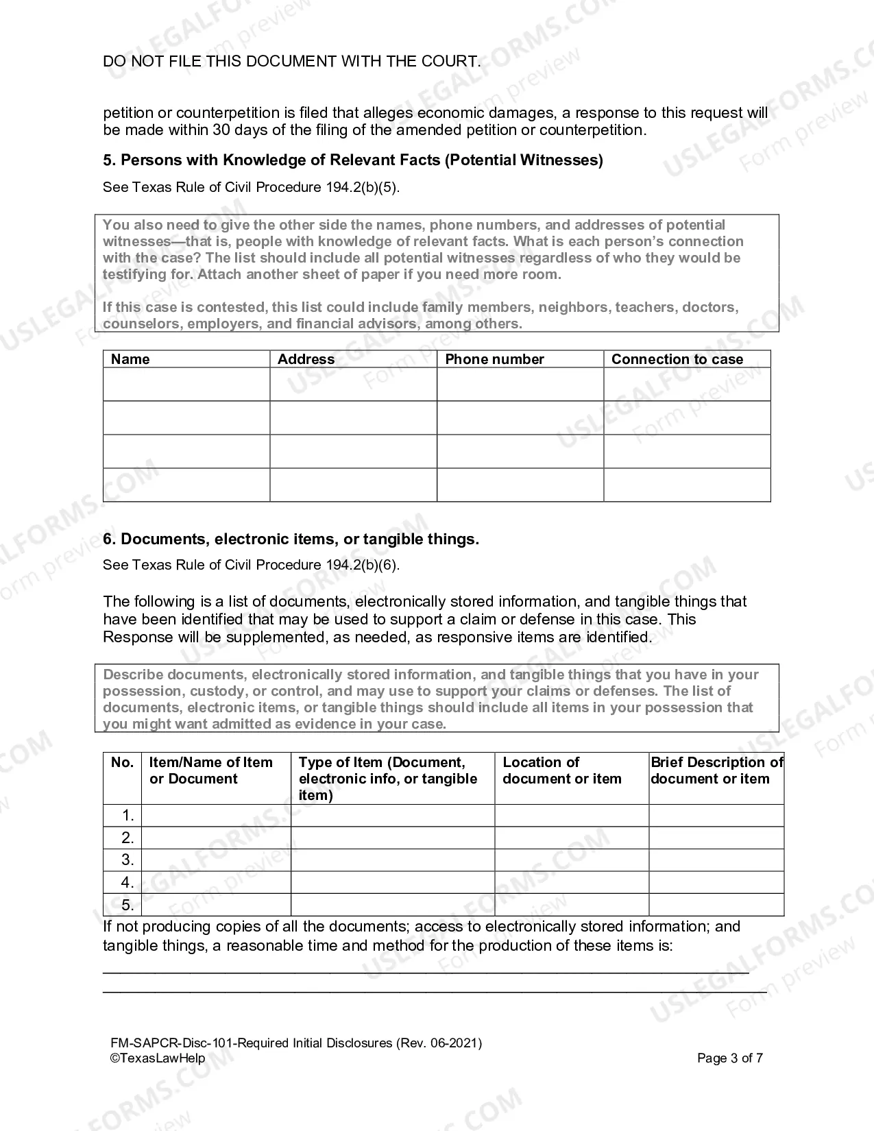 Preview Required Initial Disclosures