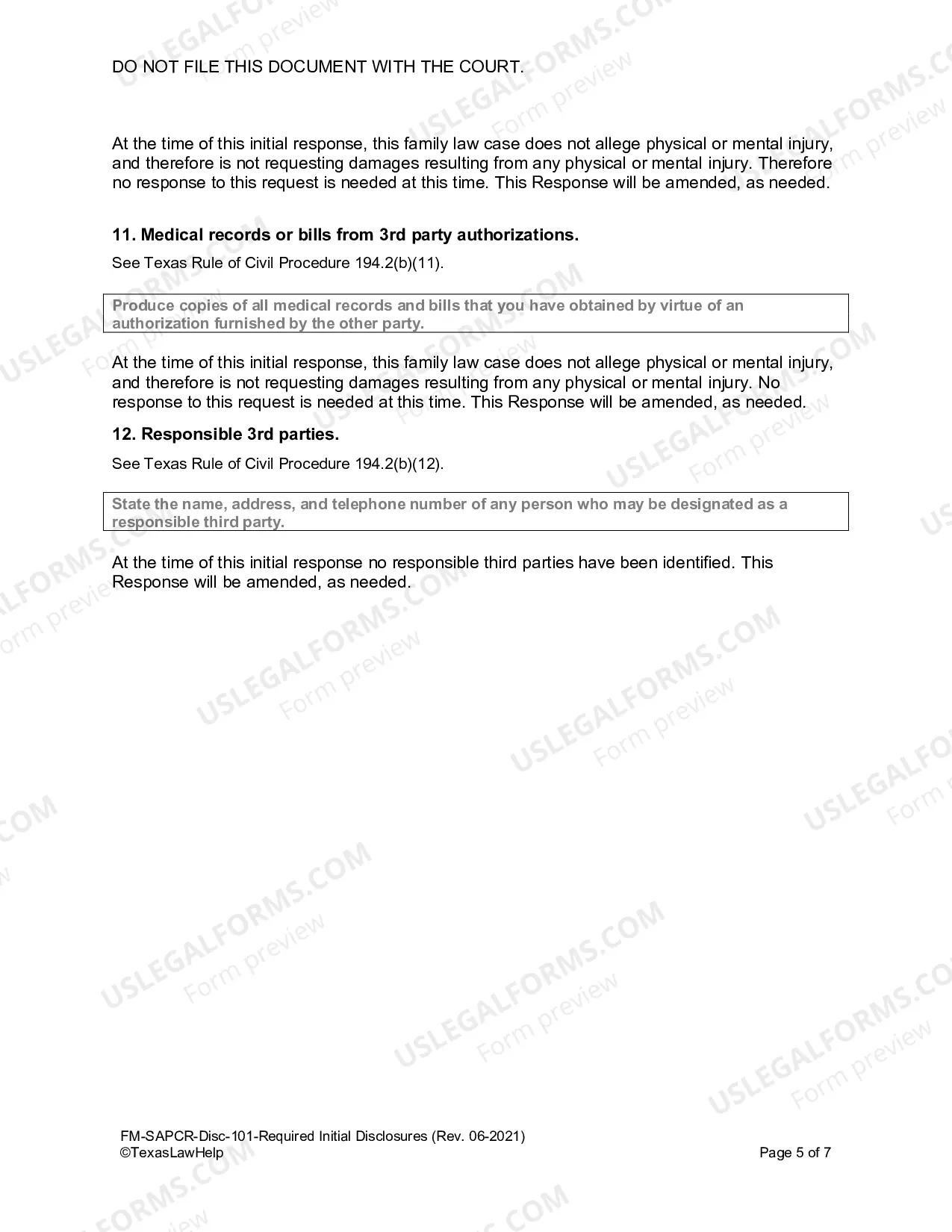 Preview Required Initial Disclosures