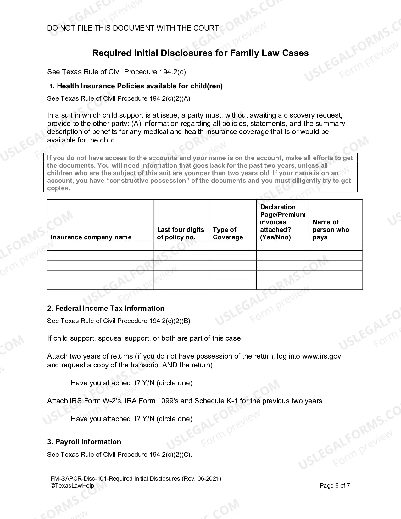 Preview Required Initial Disclosures