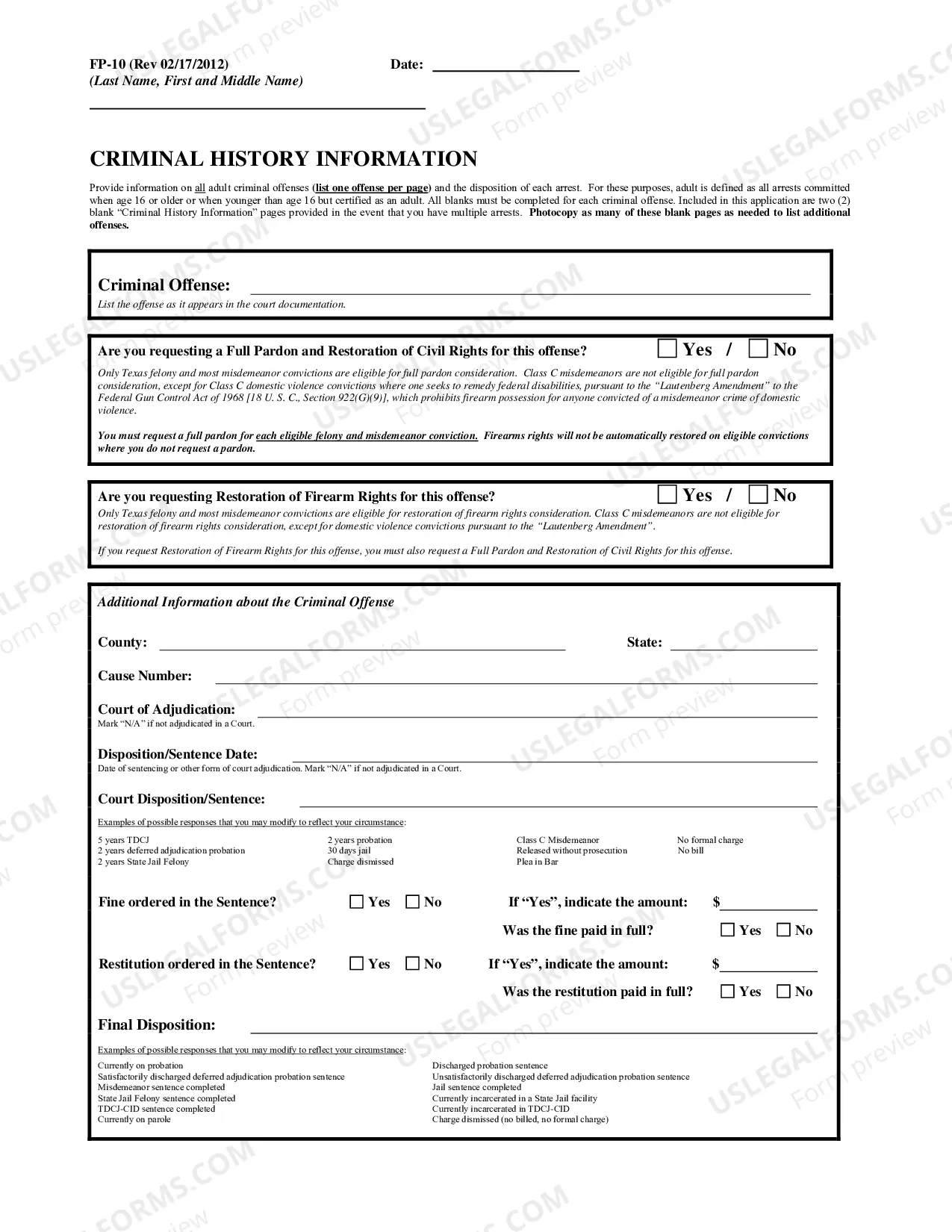 Preview Application for Full Pardon