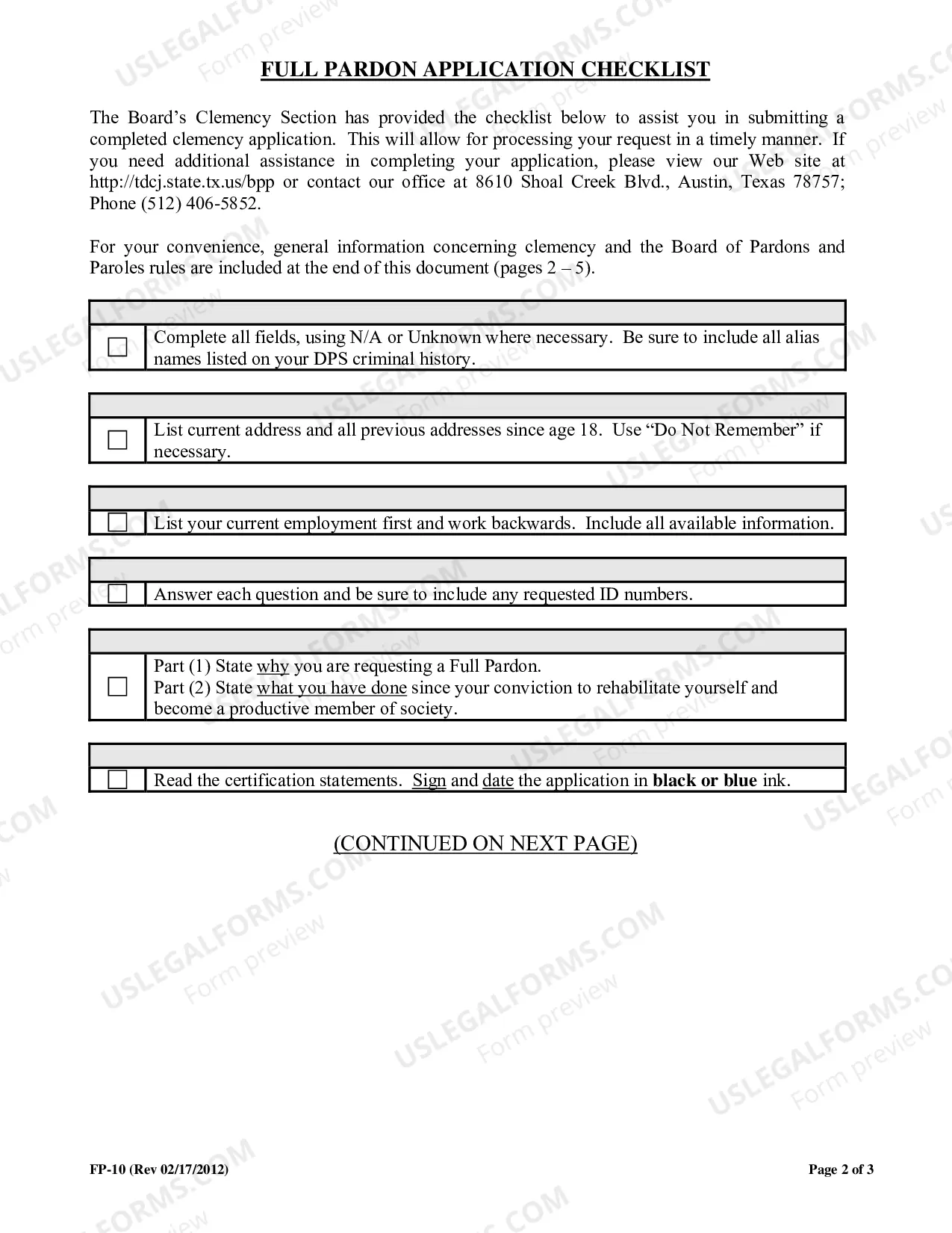 Preview Application for Full Pardon