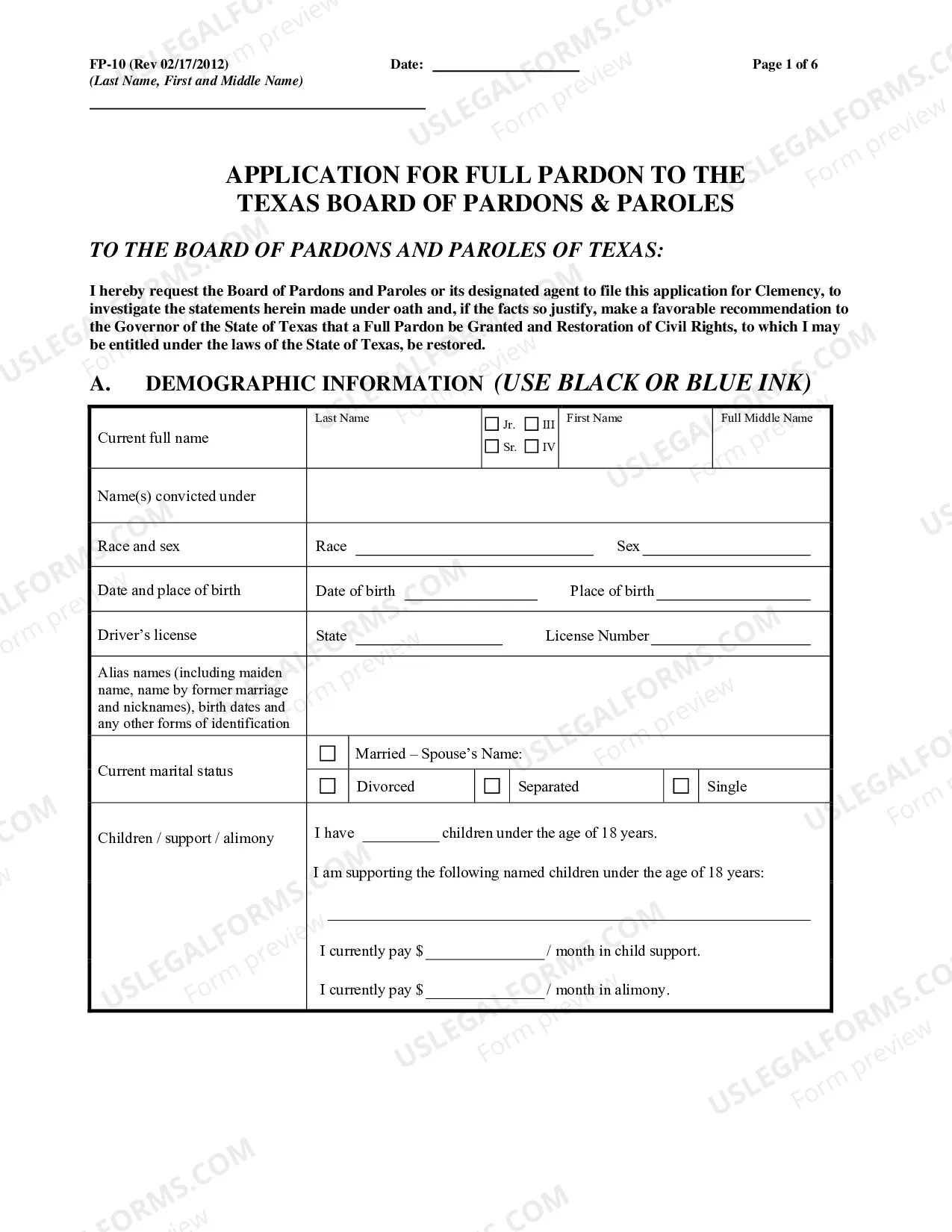 Preview Application for Full Pardon