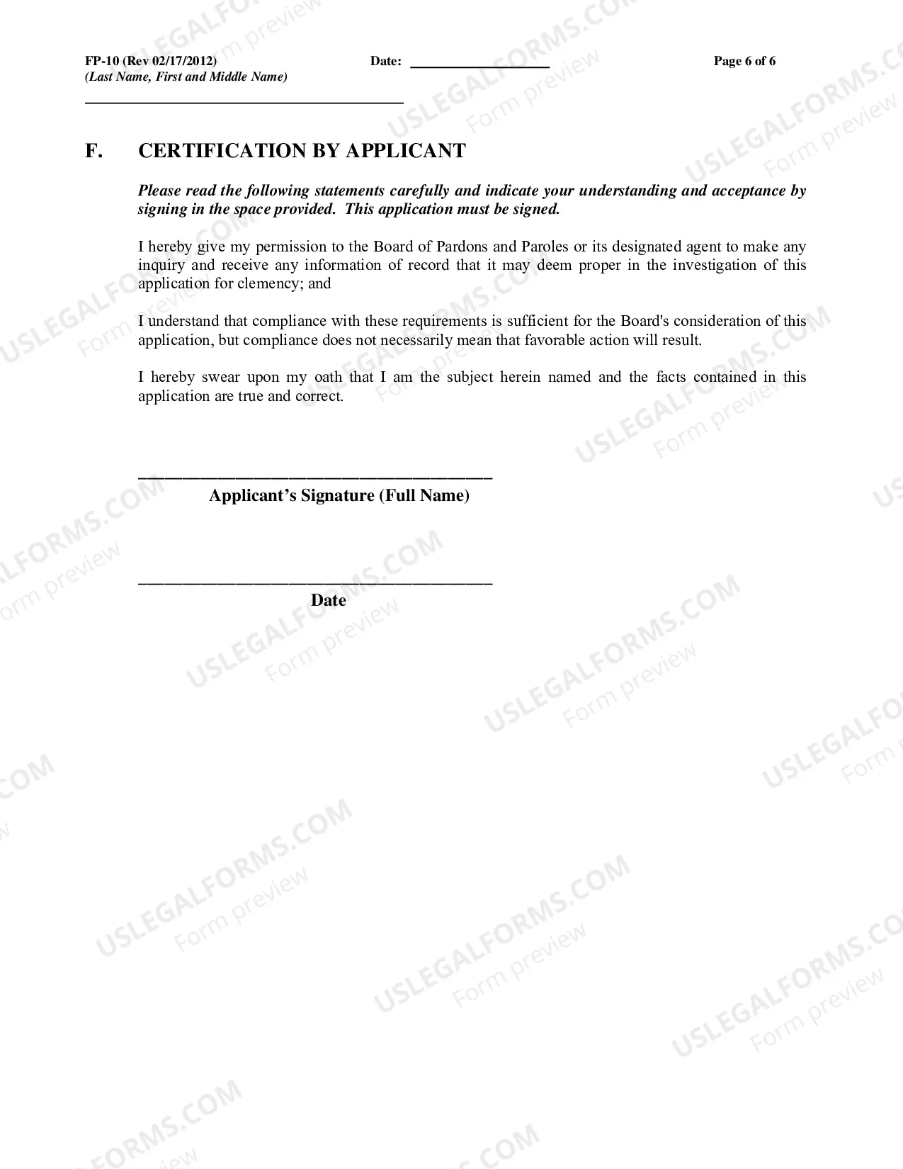 Preview Application for Full Pardon