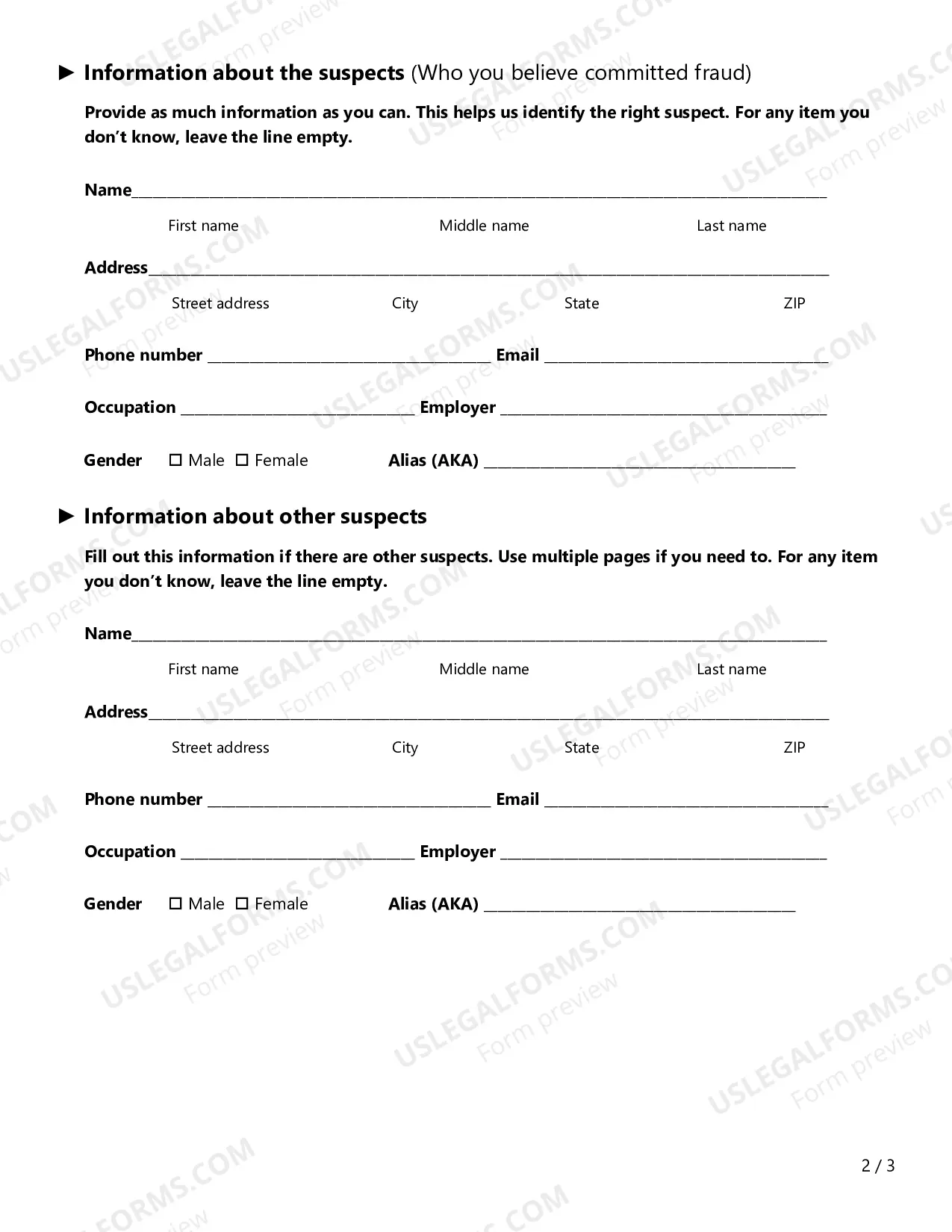 Preview Suspected Insurance Fraud Reporting form for Consumers