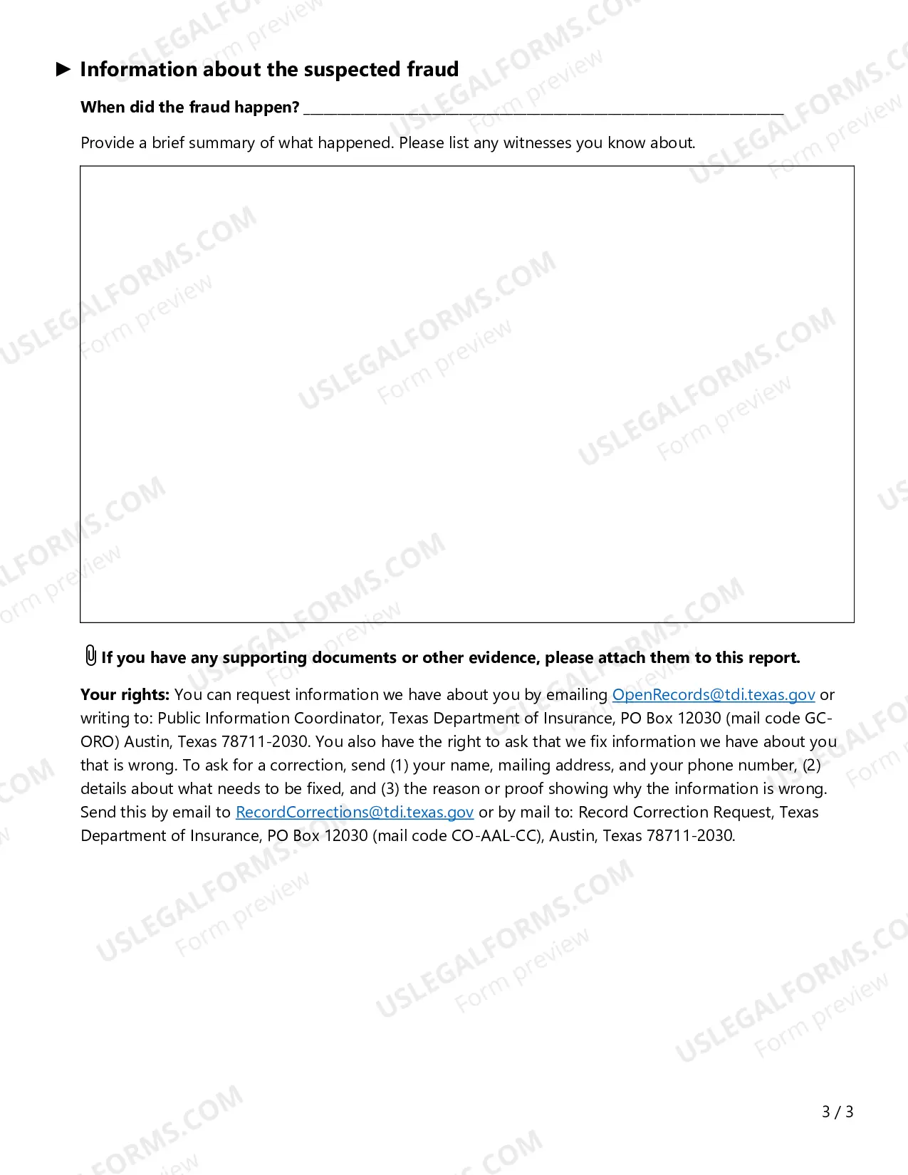 Preview Suspected Insurance Fraud Reporting form for Consumers