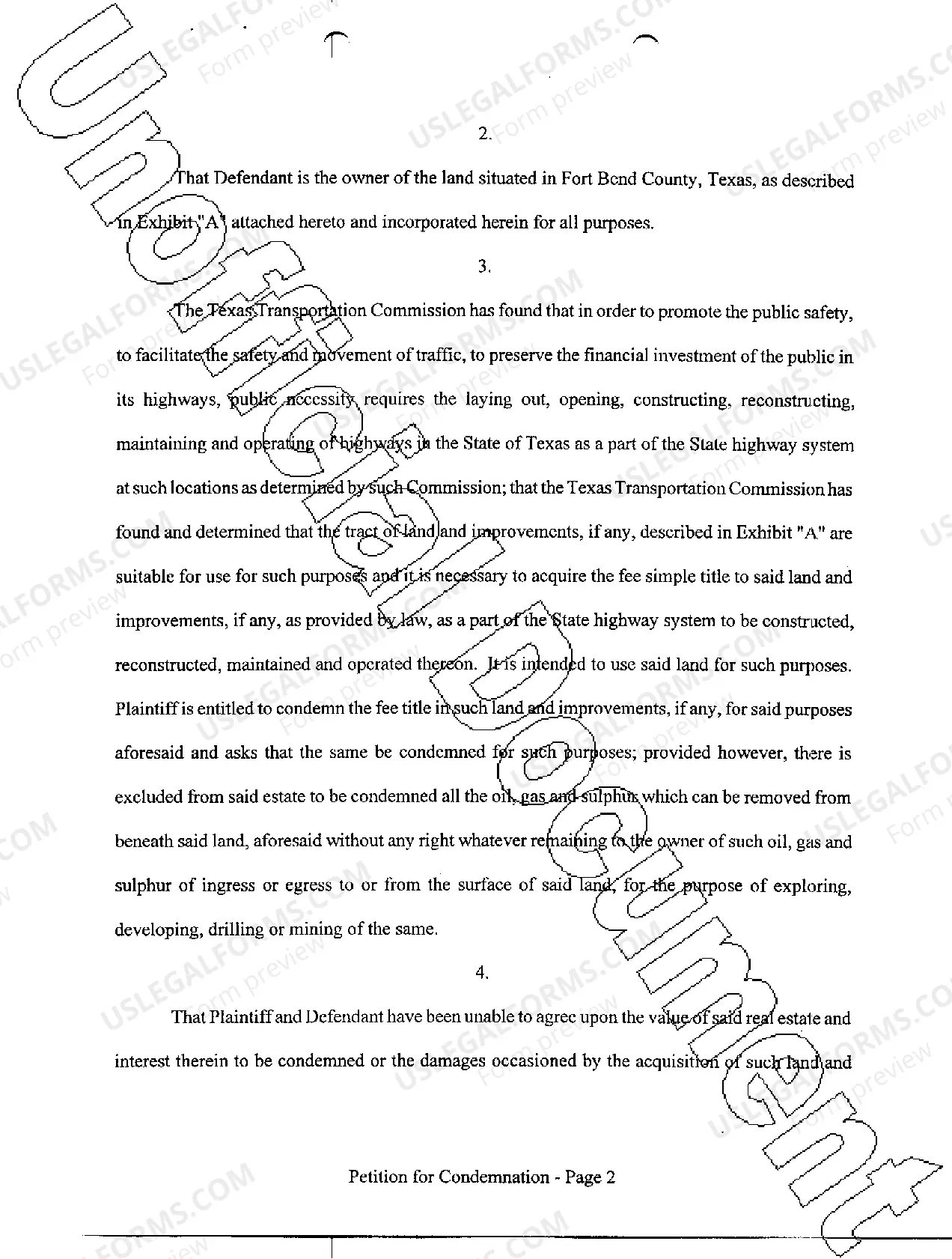 Preview A01 Petition For Condemnation