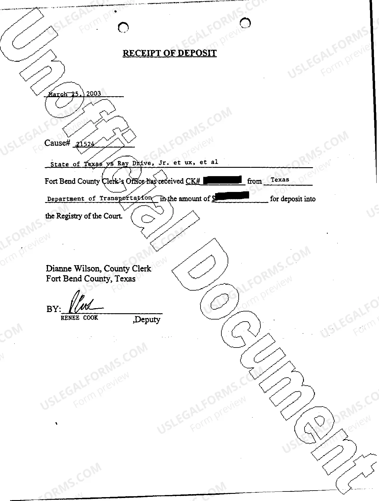 Preview A09 Notice of Deposit