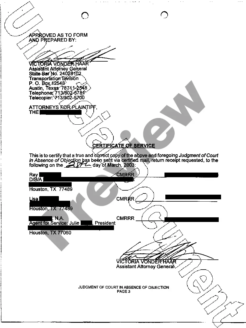 Preview A13 Judgment of Court In Absence of Objection