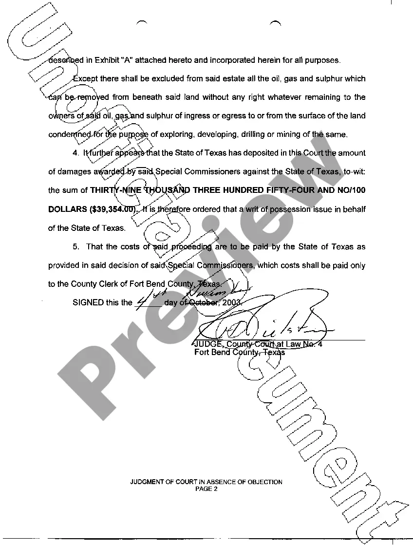 Preview A16 Judgment of Court In Absence of Objection