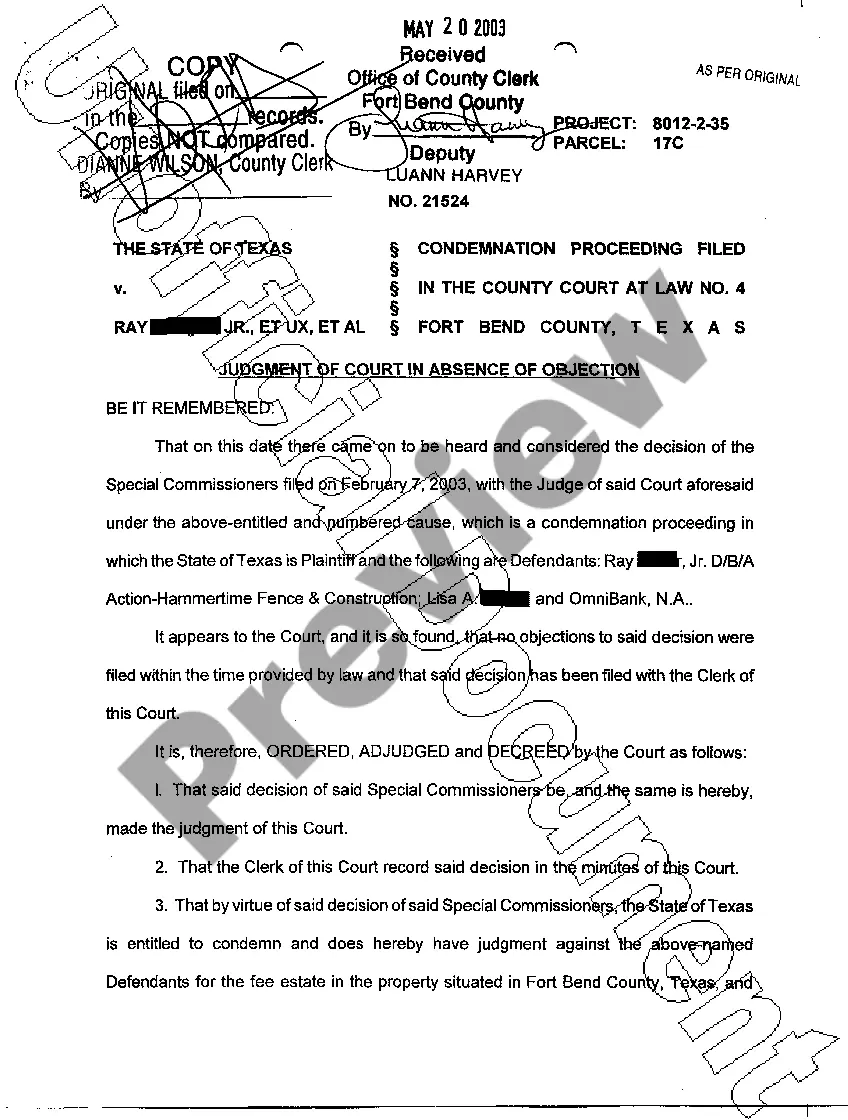 Preview A16 Judgment of Court In Absence of Objection