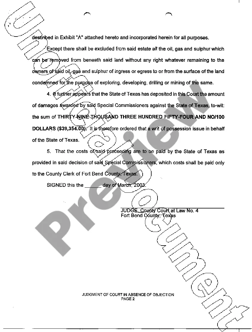 Preview A16 Judgment of Court In Absence of Objection