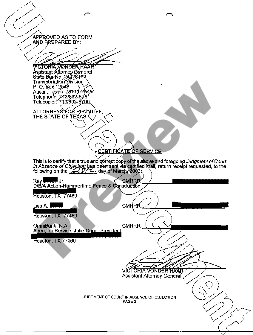 Preview A16 Judgment of Court In Absence of Objection