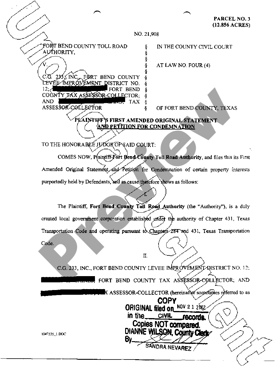 Waco Texas Notice of Hearing Before Special Commissioners | US Legal Forms