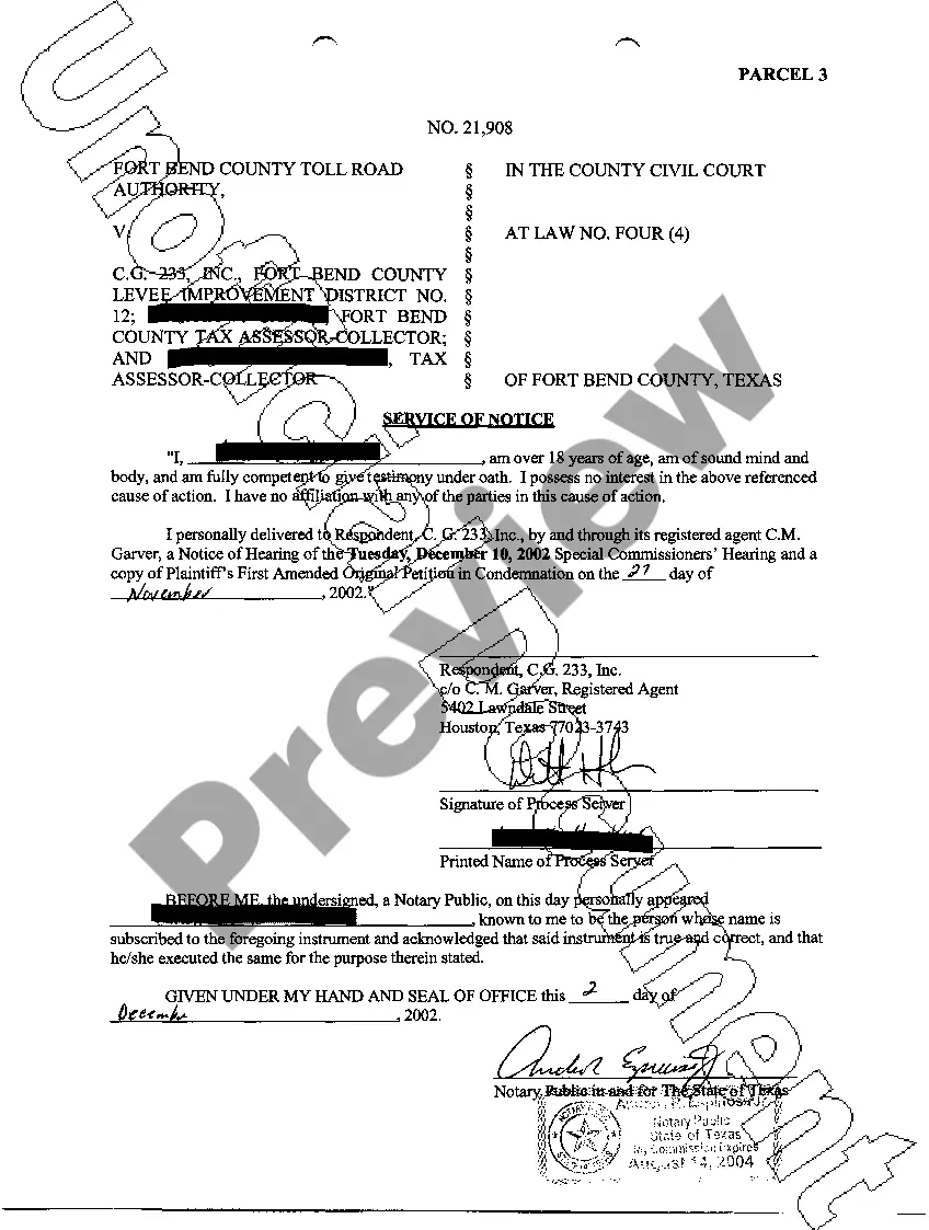 Preview A08 Service of Notice of Hearing