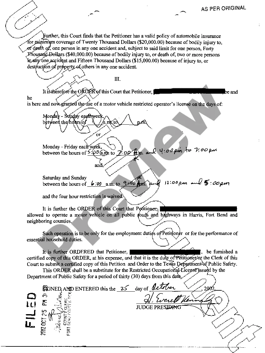 Preview A06 Order Granting Restricted Texas License