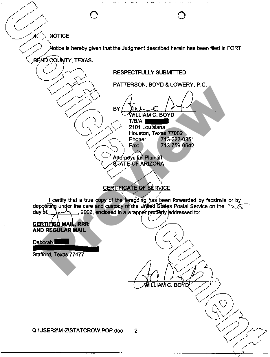 Texas Notice Of Filing Of Foreign Judgment Us Legal Forms 9041