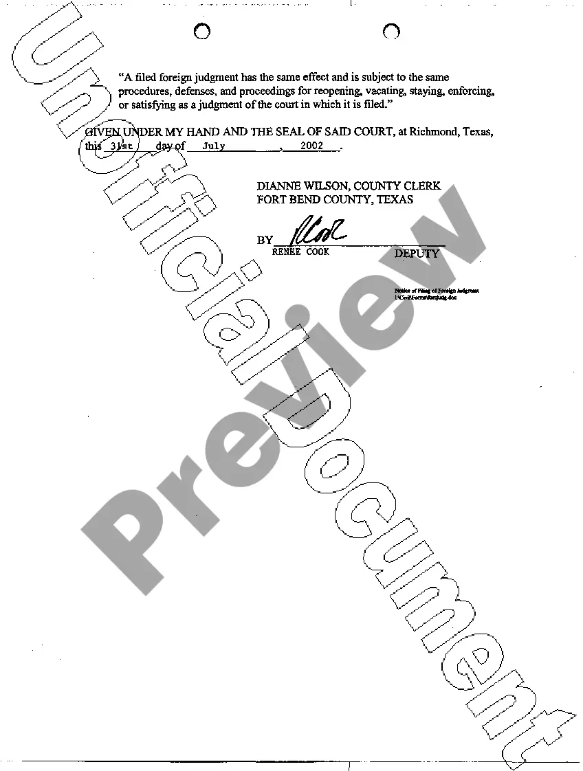 Preview A02 Notice of Filing of Foreign Judgment
