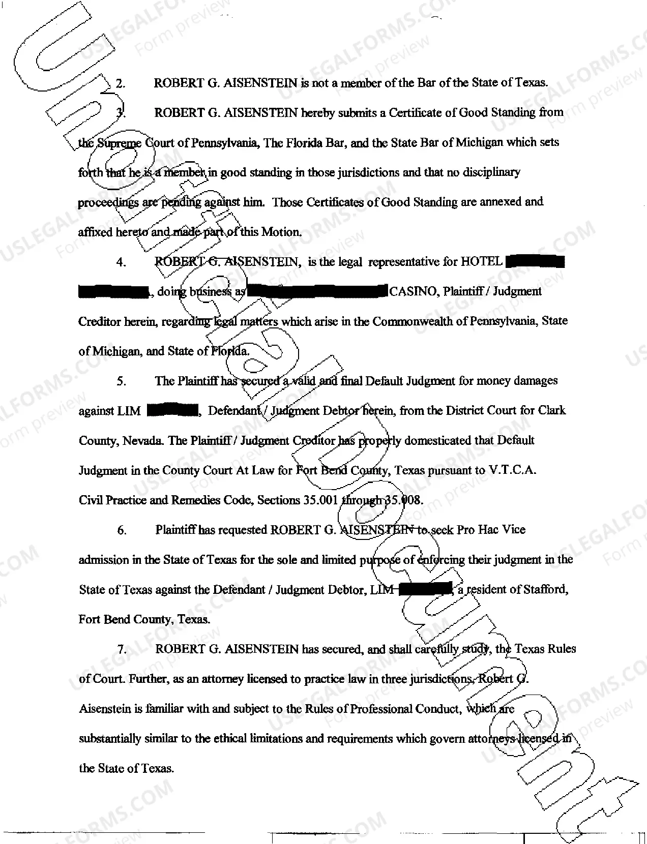 Preview A03 Motion for Admission Pro hac vice