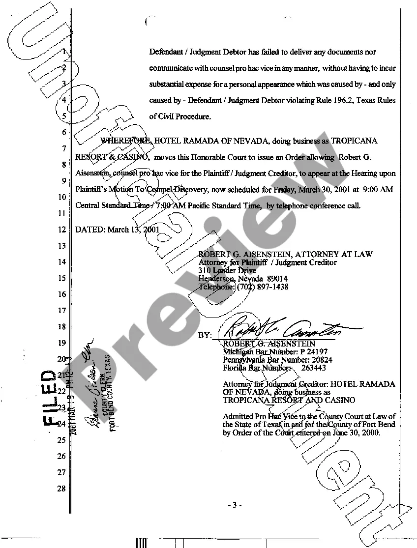 Get A06 Plaintiff's Ex Parte Motion to Appear by Conference Call Preview A06 Plaintiff's Ex Parte Motion to Appear by Conference Call