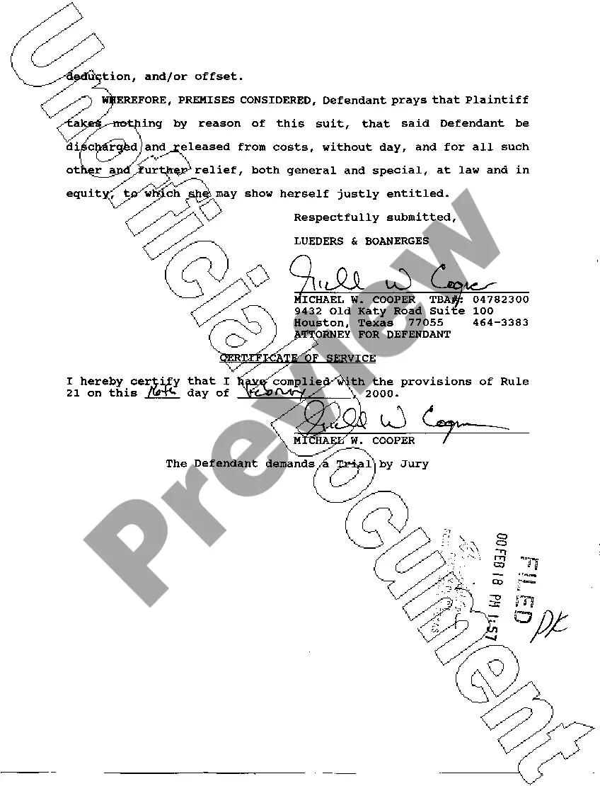 Preview A04 Defendants Original Answer