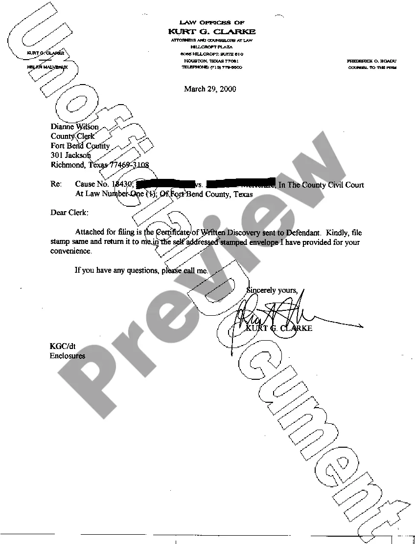 Preview A06 Certificate of Written Discovery