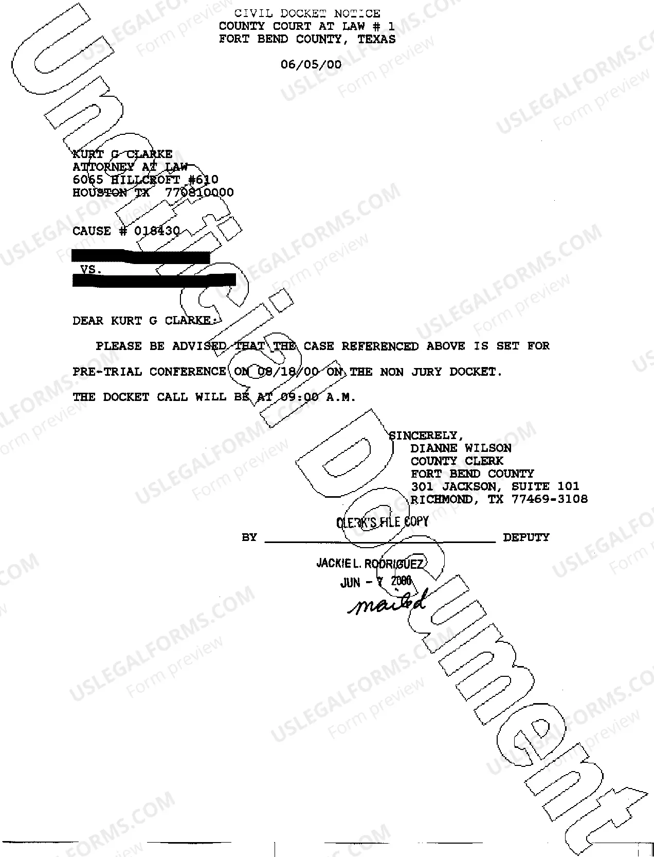 Preview A19 Civil Docket Notice Letter