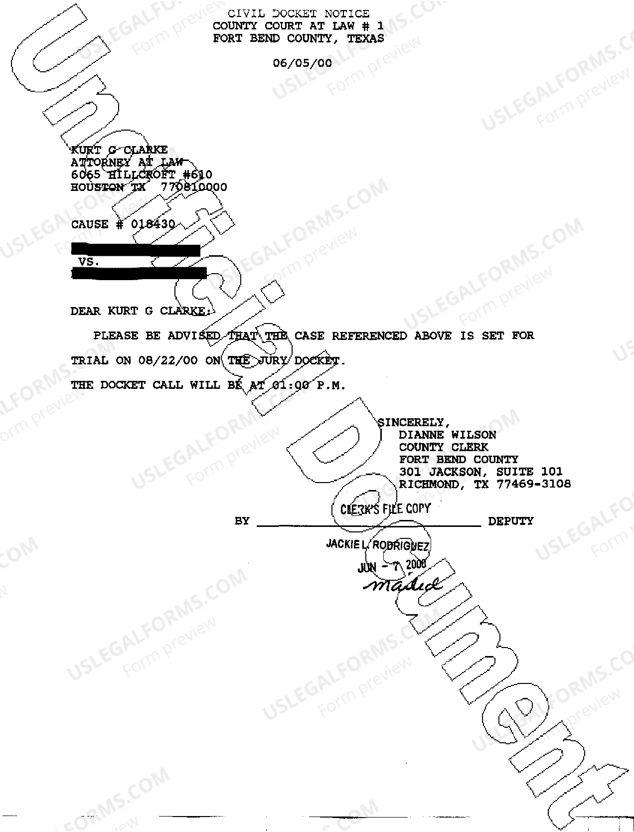 Preview A19 Civil Docket Notice Letter