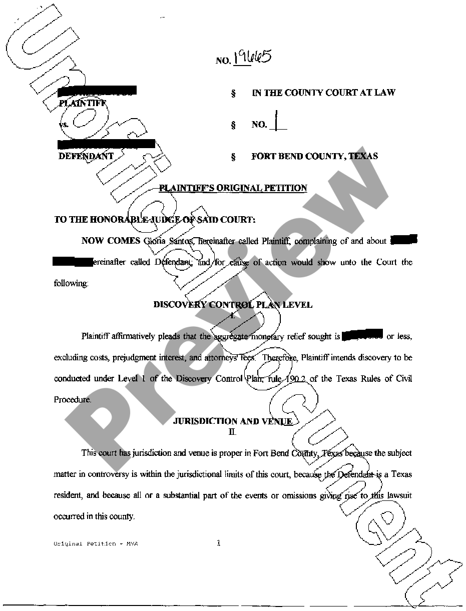 page 0 A01 Plaintiffs Original Petition preview