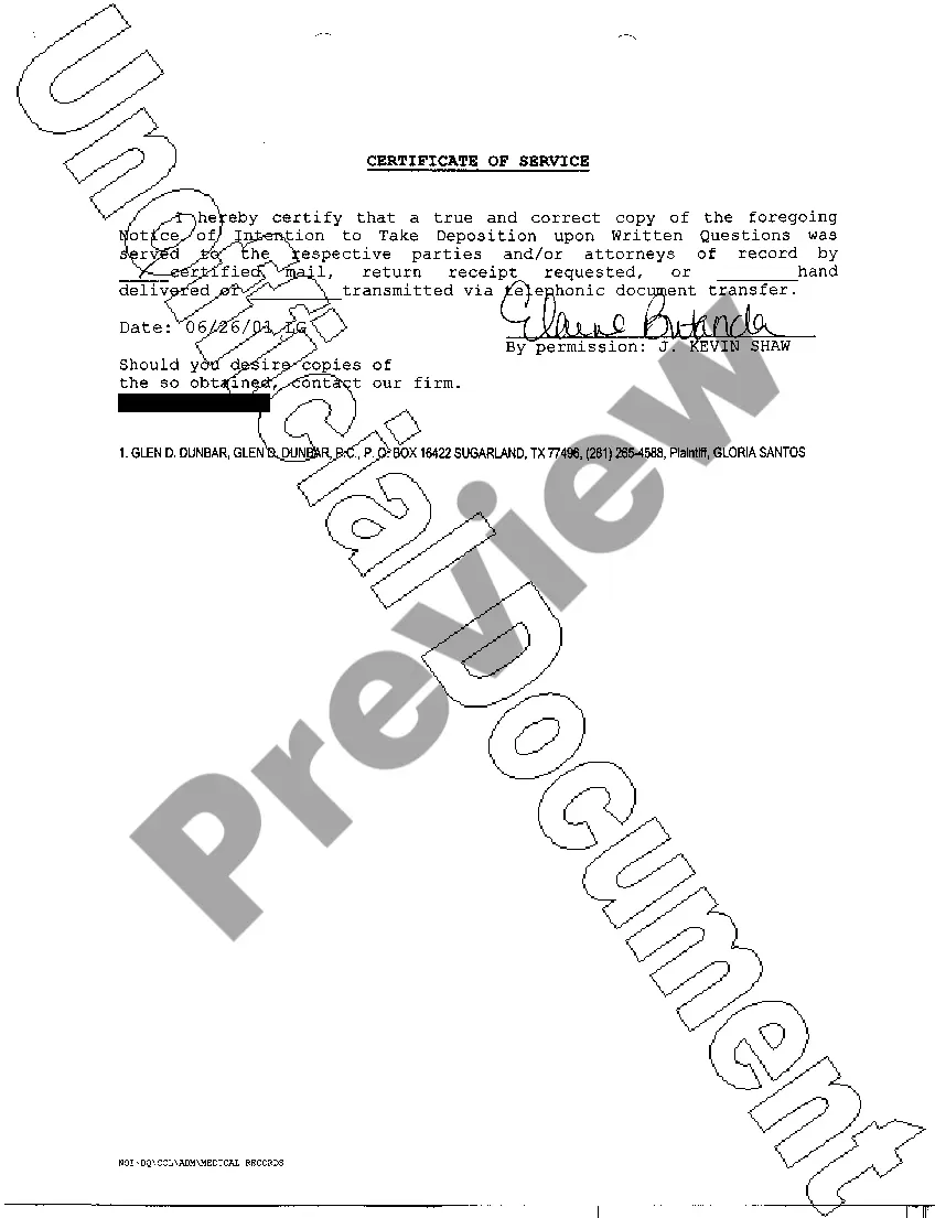 Preview A12 Notice of Intention To Take Deposition