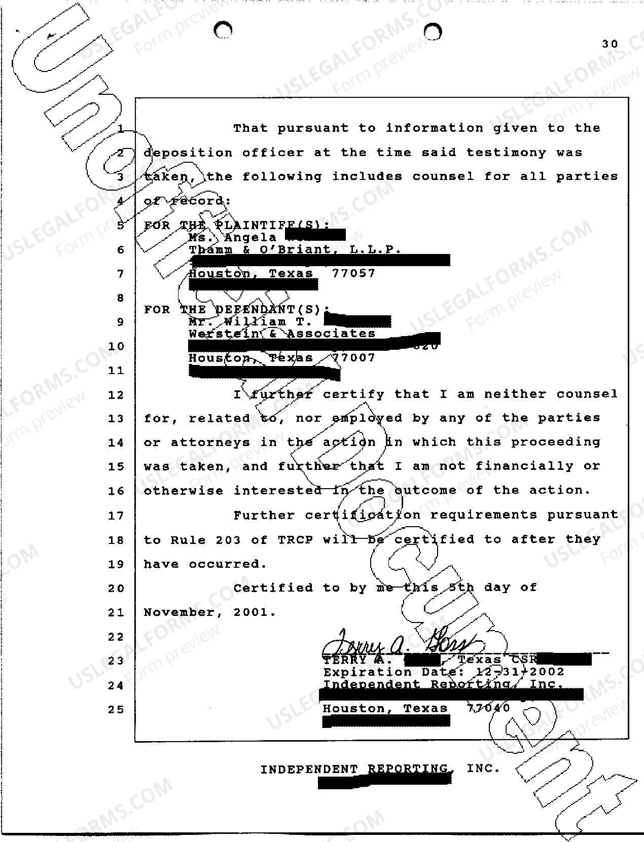 Preview A11 Reporters Certification Deposition