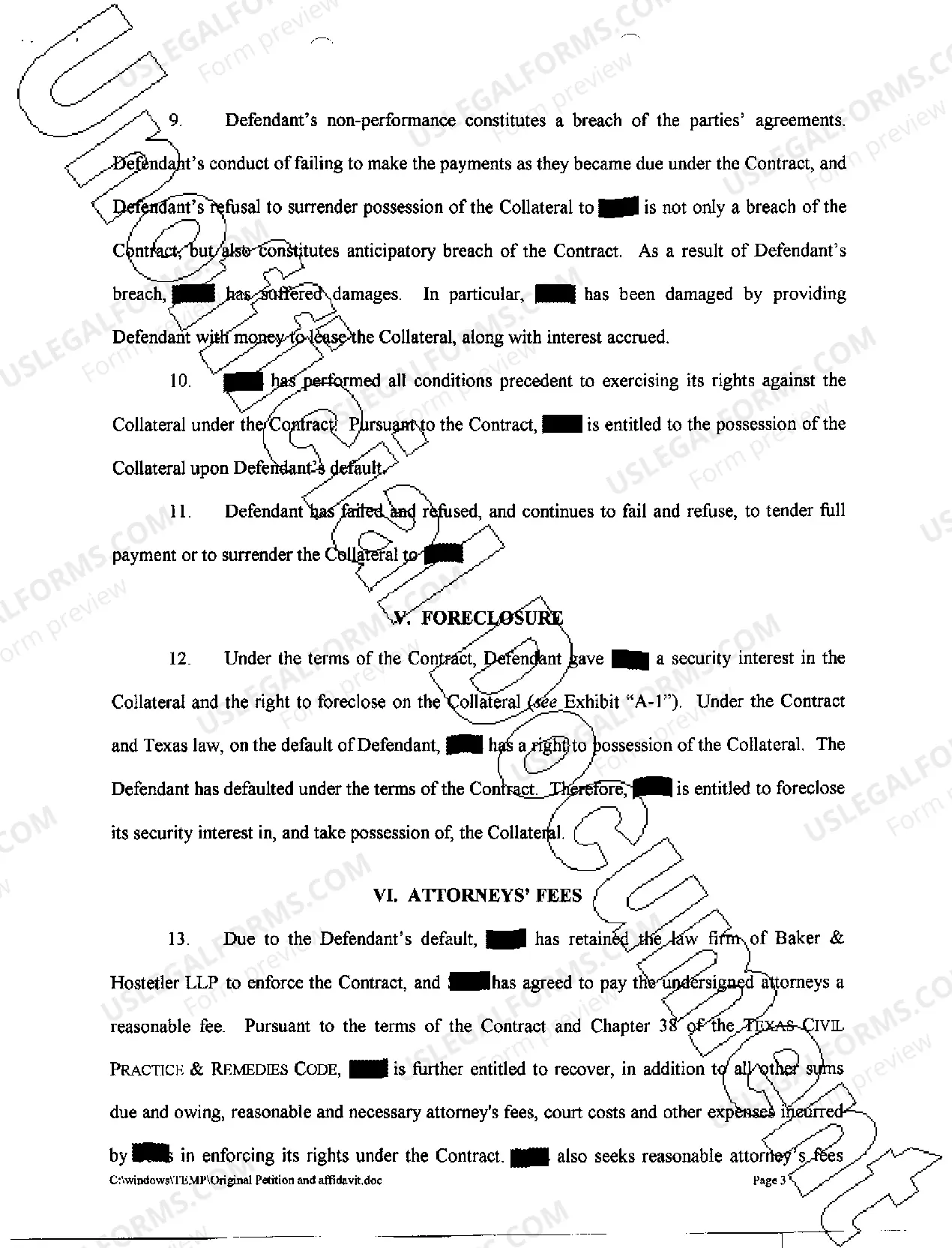 Preview A01 Plaintiffs Original Petition regarding finance lease agreement for tractor