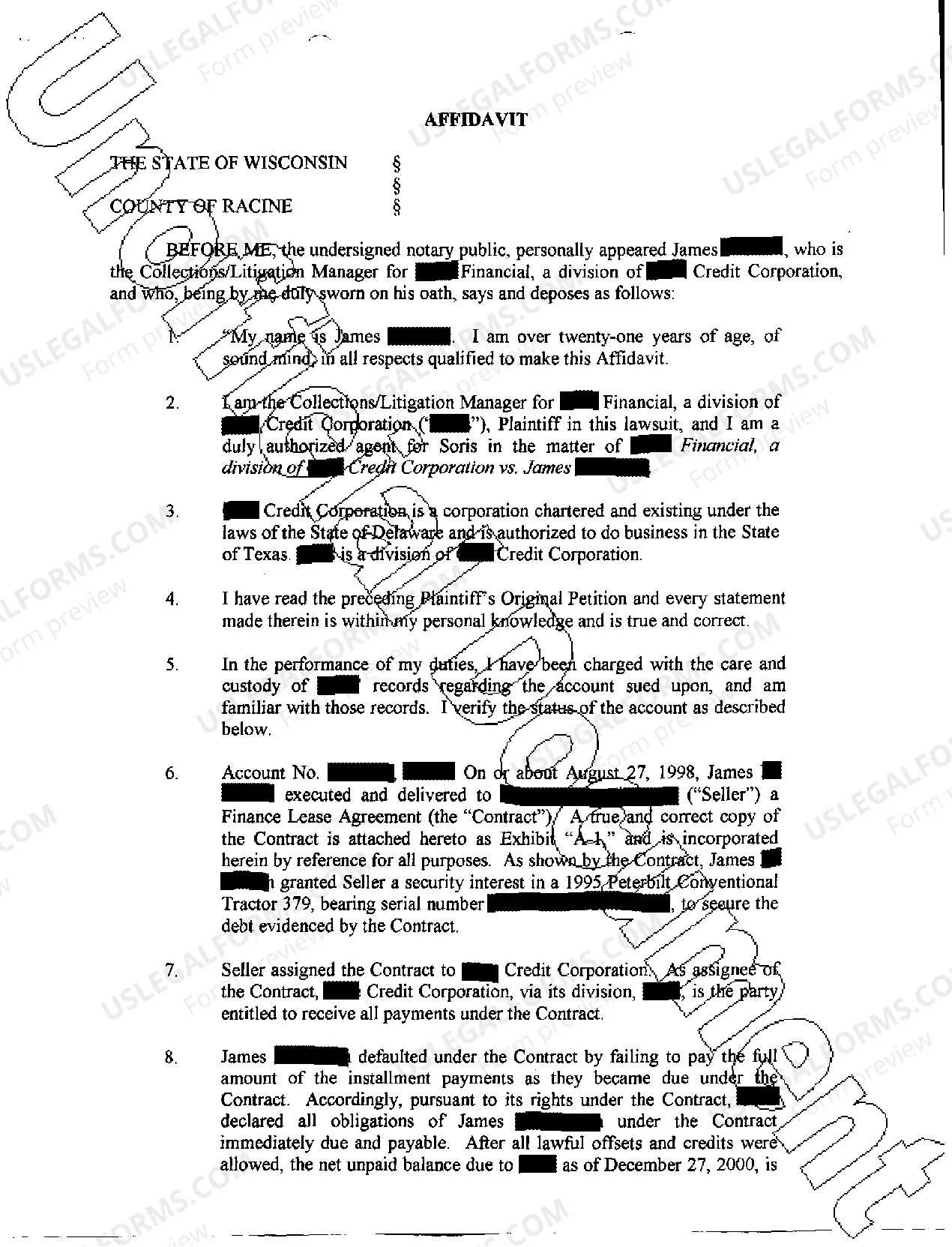 Preview A01 Plaintiffs Original Petition regarding finance lease agreement for tractor