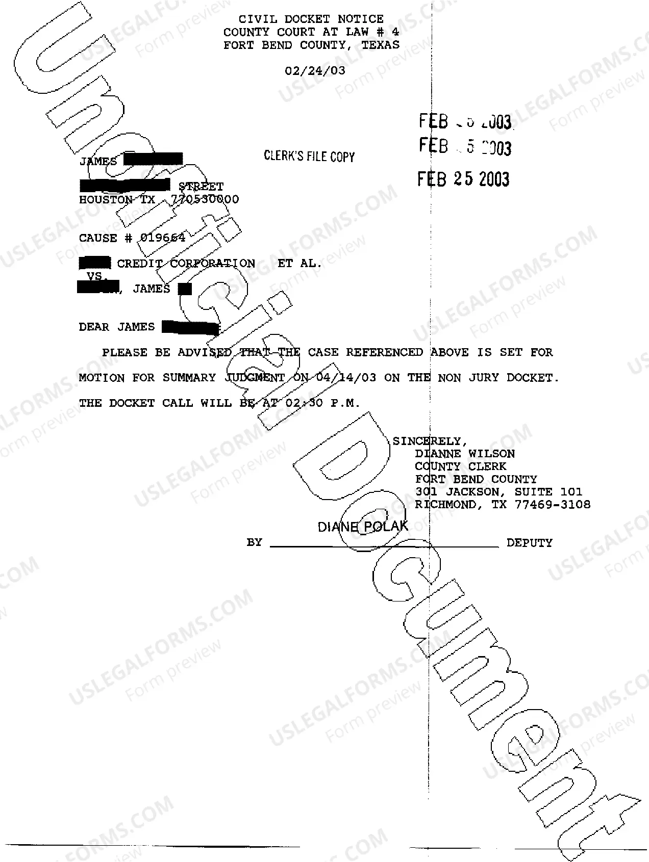 Preview A06 Civil Docket Notice Letter