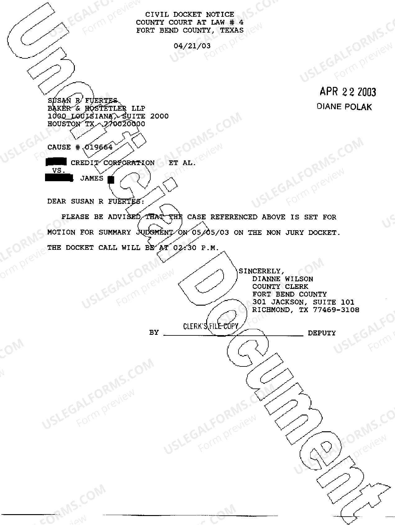 Preview A06 Civil Docket Notice Letter