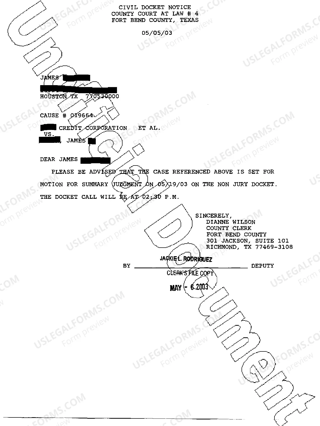 Preview A06 Civil Docket Notice Letter