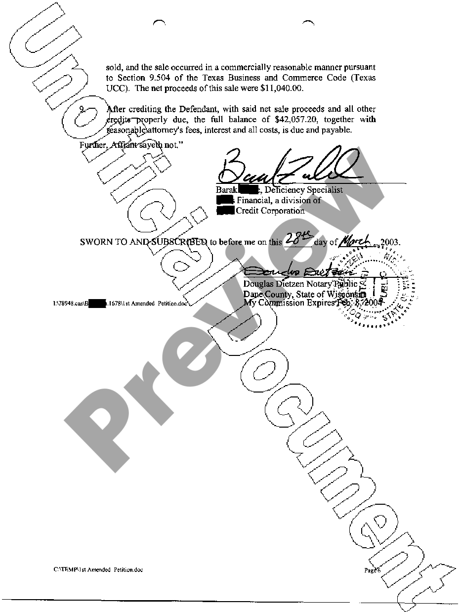 Texas Plaintiffs First Amended Petition - Amended Petition Form Texas ...