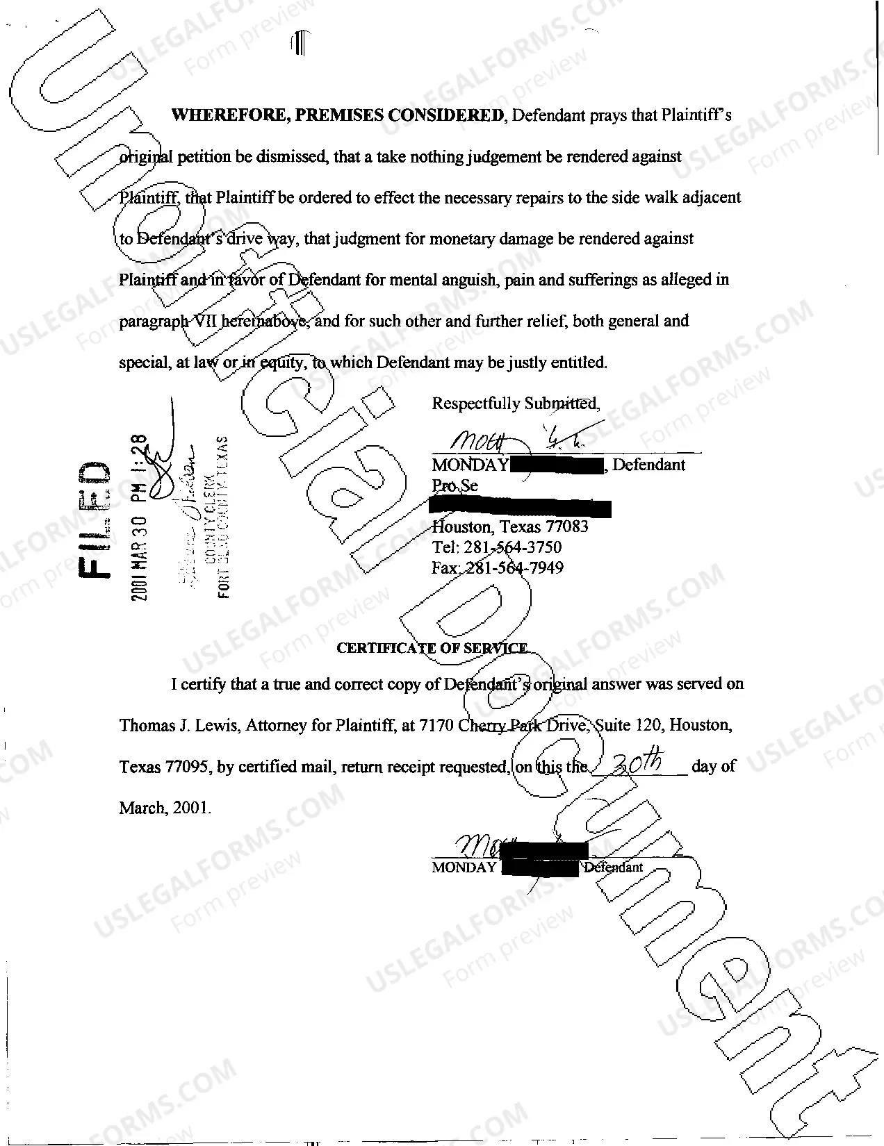 Preview A03 Defendants Original Answer