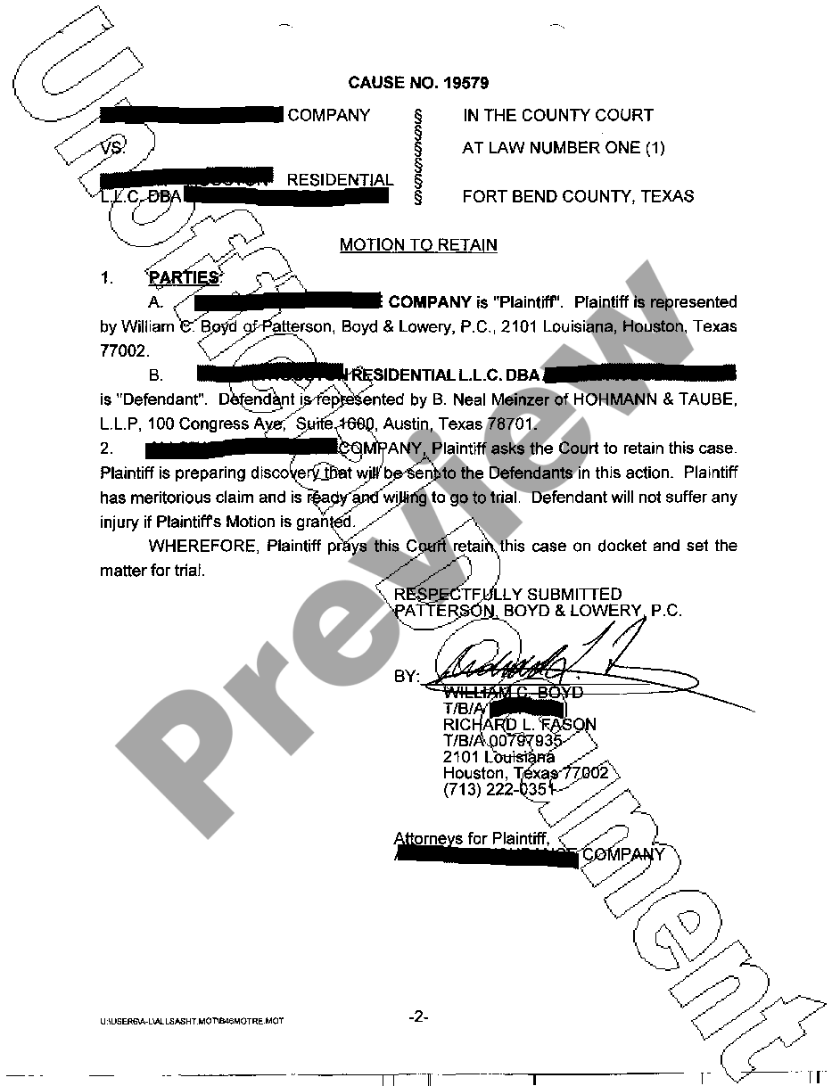 page 0 A04 Motion To Retain Case on Docket preview